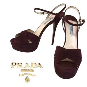 PRADA Maroon Burgundy Suede Heels